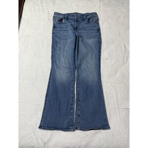 American Eagle Jeans Women's 16 Blue Kick Boot Medium Wash Boho 34x30